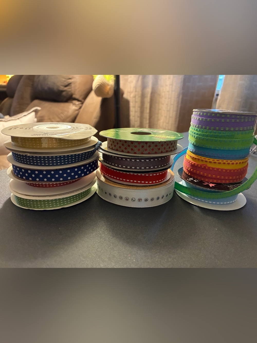 Assorted Polka Dot and Grosgrain Ribbon Pack - Green, Blue, Red, White